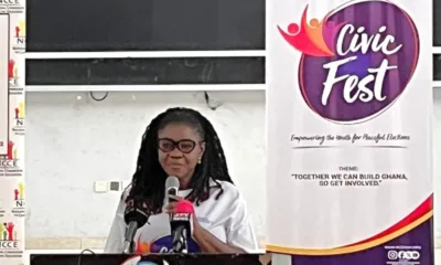 Ms Kathleen Addy, Chairperson of the National Commission for Civic Education (NCCE), speaking at the Civic Fest