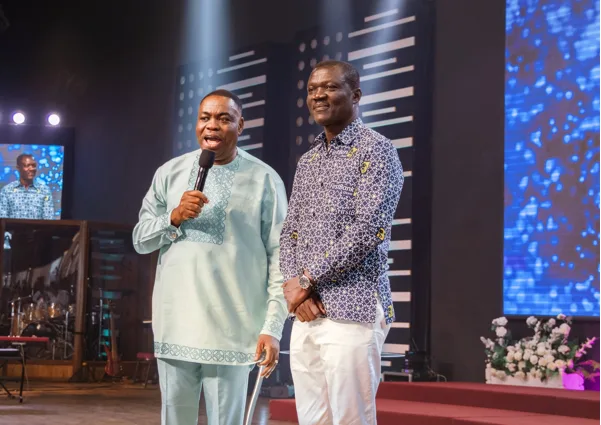 • Mr Yaw Asante (right) with Bishop Tackie-Yarboi