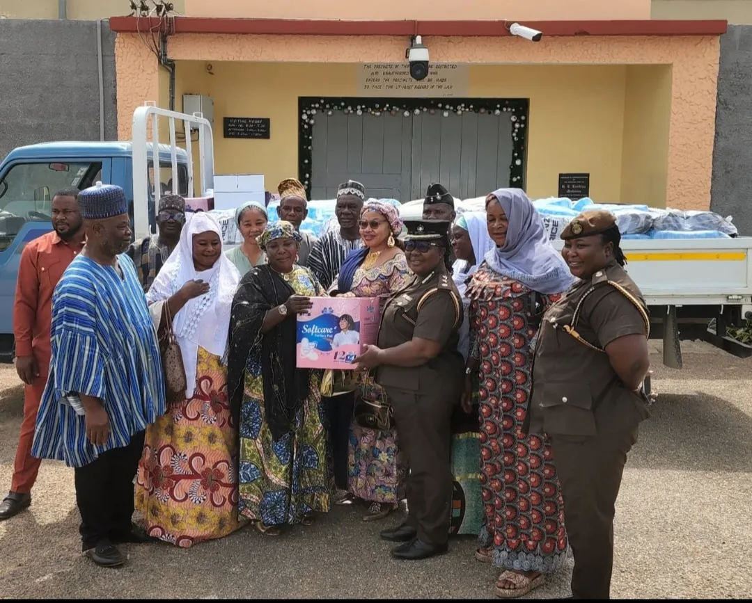 • Assistant Director of Prisons Victoria Adzewodah (third from right) receiving the items