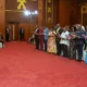 • President Mahama (left) swearing in the members